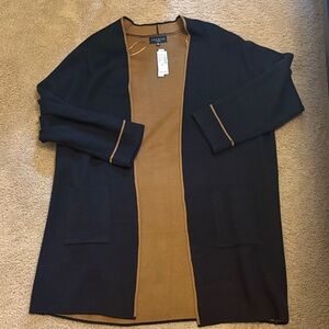 Dress Barn Black and Tan Open Front Sweater